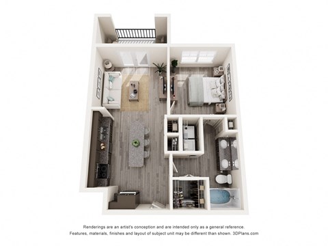 1 Bed 1 Bath Floor Plan | 704 Sq. Ft. a at The Enclave at Deer Moss Creek, Niceville